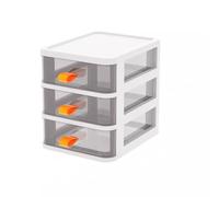 3 Tier Plastic Storage Clear Drawers Small Tower Unit Home Office Desktop Bathroom School Stationary Make Up Organiser (White)