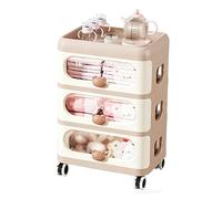 3 Tier Plastic Storage Drawer Trolley on Wheels, Rolling Storage Rack with Casters, Mobile Storage Cabinet for Clothes, Toys Home Use(A)