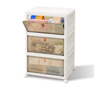 3 Tier Plastic Storage Drawers Box Tower Unit Stationery Organizer On Wheels, Plastic Organizer Space-Saving Multi-Purpose Storage for Clothes, Bathroom, Bedroom, Living Room, Study and Office