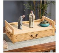 3-Tier Prayer Table with Drawer Eastern Style Puja Altar Spiritual Sanctuary Cabinet Natural Wood 69x16.5cm/27x6.5in Ideal for Meditation and Worship