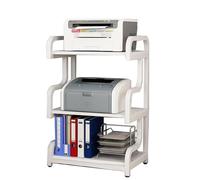 3-Tier Printer Stand Multifunctal AV Ma Shelf Office Floor Table for Printer Fax Scanner & File Sto - White 60cm/23.6in