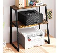 3 Tier Printer Stand, Printer Table, Under Desk Printer Stand, Desktop Printer Stand Holder, Multi-Purpose Desk Organizer Storage Shelf, Printer Shelf for Fax Machine Scanner Microwave Oven (Brown)