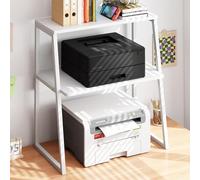 3 Tier Printer Stand, Printer Table, Under Desk Printer Stand, Desktop Printer Stand Holder, Multi-Purpose Desk Organizer Storage Shelf, Printer Shelf for Fax Machine Scanner Microwave Oven (White)