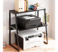 3 Tier Printer Stand, Printer Table, Under Desk Printer Stand, Desktop Printer Stand Holder, Multi-Purpose Desk Organizer Storage Shelf, Printer Shelf for Fax Machine Scanner Microwave Oven (Black)