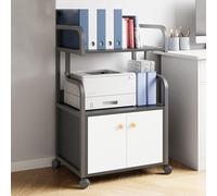 3 Tier Printer Stand with Storage cabinet，Mobile Industrial Rolling Printer Cart，20.5" W x 13.4" D x 35.2" H, with Lockable Wheels, Stands for Home Office(Black)