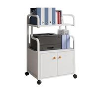 3 Tier Printer Stand with Storage cabinet，Mobile Industrial Rolling Printer Cart，20.5" W x 13.4" D x 35.2" H, with Lockable Wheels, Stands for Home Office(White)