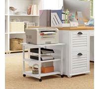 HOMCOM 3-Tier Stand with Storage, Mobile Printer Table on Wheels, 50 x 50 x 52.5cm Rolling Cart for Home Office, White