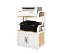 3-Tier Printer Stand with Storage Shelf Industrial Style Printer Cart for Home Office Versatile Stand for Heat Press Scanner & Fax - White Frame & Light Walnut Finish