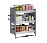3-Tier Pull Down Cabinet Organizer, Easy Install Spice Rack for Kitchen, Adjustable Shelf Fits 76-77cm Wall, Maximize Storage Space, Ideal for Home Organization