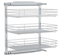 3-Tier Pull-out Kitchen Wire Basket Silver Storage Basket with shelves vidaXL