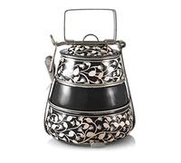 3 Tier Pyramid Black Handpainted Tiffin