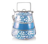 3 Tier Pyramid Blue Handpainted Tiffin