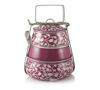 3 Tier Pyramid Purple Handpainted Tiffin