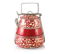 3 Tier Pyramid Red Handpainted Tiffin