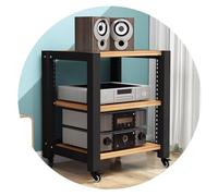 3 Tier Rack Shelf Stand for TV Speaker & Amplifier Media Storage for Audio Video Components Wood A 60x50x64cm Perfect for Turntables & Printers