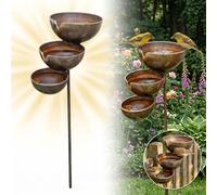 3-Tier Rain Catcher Bird Bath Stake,Metal RainCatcher Garden Stake,Cascading Bird Bath & Bee Watering Station,Rain Catchers for Garden Stake Bird Attraction & Climbing Plant Support Outdoor Use (2Set)