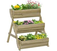 3 Tier Raised Garden Bed Wooden Elevated Planter Grow Box for Flower Herb Green