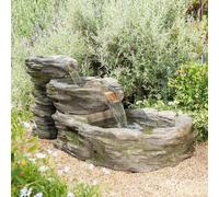 3 Tier Rock Pool Cascade Water Feature Fountain Stone Effect Outdoor Primrose Stone One Size