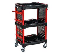 3-Tier Rolling Auto Detailing Cart with 4 Side Plates & Hooks,Mobile Garage Storage Organizer for Car Wash,Polishing & DetailingTools, Heavy-Duty Service Cart for Detailers & Repair Shops
