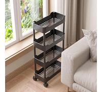 3-Tier Rolling Bathroom Storage Cart - Slim Easy-Install Shelving Unit for Kitchen Beauty Salon Laundry - White 25cm Wide Space-Saving on Wheels