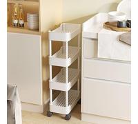 3-Tier Rolling Bathroom Storage Cart - Slim Easy-Install Shelving Unit for Kitchen Beauty Salon Laundry - White 25cm Wide Space-Saving on Wheels