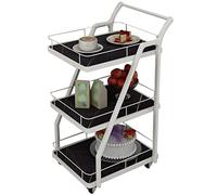 3-Tier Rolling Beverage Cart - Large Capacity Metal Wine/Drink Trolley, Mobile Cocktail Cart with Simple Style, Perfect for Serving Drinks at Home (White, 85x44x34cm)