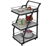3-Tier Rolling Beverage Cart Large Capacity Wine & Drink Trolley Modern Metal Serving Cart in White & Black Mobile Utility Cart for Home & Events