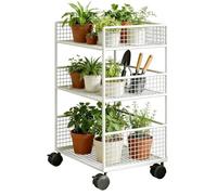 3-Tier Rolling Cart - 3-Tier Movable Metal with Wheels | Trolley | For Kitchen, Office, Cleaning, College, Laundry, Bathroom, Classroom, Crafts, Make-up, Food