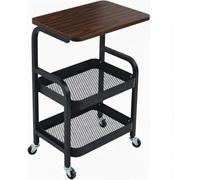 3 Tier Rolling Cart Metal Storage Trolly on Wheels, Coffee Cart Bedside Microwave Cart Trolley Organizer for Kitchen, Office, Living Room Bathroom