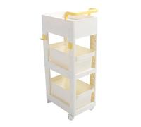 3 Tier Rolling Cart, Utility Rolling Storage Cart with Drawer 360 Degree Movement Cart Organizer for Kitchen Beauty Salon Small Spaces