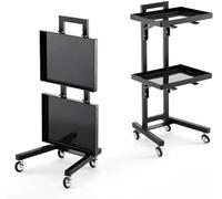 3-Tier Rolling Cart with Tray, Stainless Steel Storage Stand for Salon or Kitchen Organization