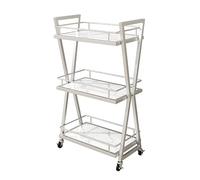 3 Tier Rolling Cart with Wheels, Metal Makeup Trolley for Salon, Spa, and Beauty Organizer Storage