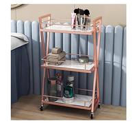 3 Tier Rolling Cart with Wheels, Metal Makeup Trolley for Salon, Spa, and Beauty Organizer Storage