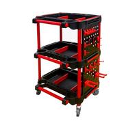 3-Tier Rolling Detailing Cart, Tool Trolley with Side Plates & Hooks