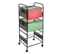 3-Tier Rolling File Cart for Office - Metal Under Desk Storage with Wheels, File & Folder Rack, Utility Cart for Papers, L16.1*D14*H35.7in, Black