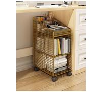 3-Tier Rolling File Cart with Wheels, Mobile Bookshelf Metal Thin with Top Divider for Office Classroom Library Living Room
