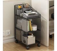3-Tier Rolling File Cart with Wheels, Mobile Bookshelf Metal Thin with Top Divider for Office Classroom Library Living Room
