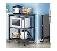 3-Tier Rolling Kitchen Cart Stainless Steel Storage Trolley with Lockable Wheels Ideal for Laundry Garden Bathroom & Office - Foldable Space-Saving Design (Color: Black)