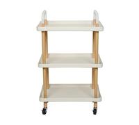 3-Tier Rolling Kitchen Cart White Square Utility Trolley Carbon Steel Pipe Storage Bathroom nizer 53.5x36x85cm Versatile Home Storage Solution
