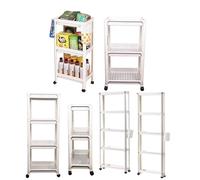 3-Tier Rolling Kitchen Storage Rack with Hooks, Multifunctional Niche Shelf for Bathroom, Laundry, and Living Room - 29 cm Wide, Space-Saving Organizer