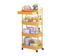 3-Tier Rolling Kitchen Trolley Cart with Drawer & Handle, Versatile Open Storage for Living Room, Bathroom, Office, Balcony - Easy Assembly, Modern Yellow Design