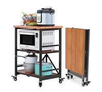 3-Tier Rolling Kitchen Utility Cart with Locking Wheels, Folding Storage Shelves, Stainless Steel Island for Home, Restaurant, and Hotel