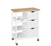 3-Tier Rolling Kitchen with Drawers - White Trolley on Wheels, Versatile Kitchen Island Storage, Mobile ty for Cooking & nization