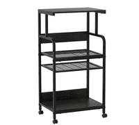 3-tier Rolling Printer Stand On Wheels, Large Movable Cart With Storage, Multifunctional Trolley For Office, Home & Kitchen - Ideal For Printers, Scanners & Media Players Black 4 Tier