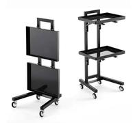 3-Tier Rolling Salon Trolley Cart on Wheels Stainless Steel Beauty Storage Rack Mobile Kitchen Utility Cart Versatile Metal Tray(Color: Nero)