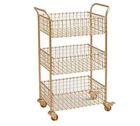 3-Tier Rolling Sto Shelf Cart - le Kitchen Serving Trolley, Wrought Iron Rack for Bathroom, Living Room & Bedroom, Versatile Utili Cart with Wheels