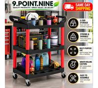 HOMCOM 3-Tier Rolling Tool Cart, Tool Trolley on Wheels for Garage, Black