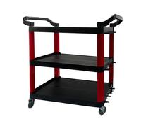 3-Tier Rolling Tool Cart with Hooks & Hanging Bucket, Heavy-Duty Utility Cart for Garage, Workshop & Warehouse, Mobile Storage Trolley for Tools & Equipment