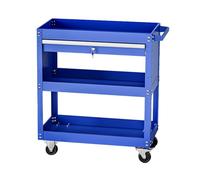 3-Tier Rolling Tool Cart with Pegboard & Drawer Storage - Mobile Garage nizer, Workbench Shelf for Tools & Equipment - Blue Workshop Cart