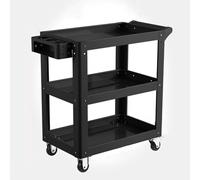 3-Tier Rolling Tool Cart with Pegboard, Hooks & Storage Bucket - Versatile Tool for Garage, Workshop & Warehouse Solutions